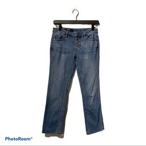 Simply Vera Wang straight leg, light wash jean